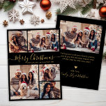 Elegant Black Gold 5 Photo Collage Christmas  Holiday Card<br><div class="desc">Modern Simple Elegant Calligraphy Black and Gold 5 Photo Collage Merry Christmas Script Holiday Card. This festive, minimalist, whimsical five (5) photo holiday greeting card template features a pretty grid photo collage and says „Merry Christmas”! The „Merry Christmas” greeting text is written in a beautiful hand lettered swirly swash-tail font...</div>