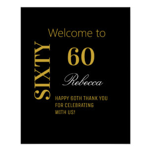 Elegant Black & Gold 60th Birthday Party Poster