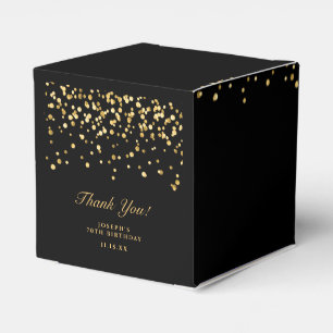 Elegant Black Gold 70th Birthday Name Thank You Favour Box
