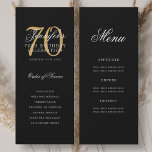 Elegant Black Gold 70th Birthday Program w/ Menu Invitation<br><div class="desc">Elegant "Birthday Party Program" design with a sophisticated script typography w/ custom text.</div>