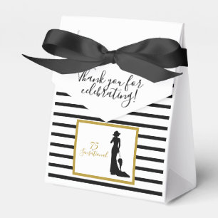 Elegant Black Gold 75th Birthday Milestone Party Favour Box