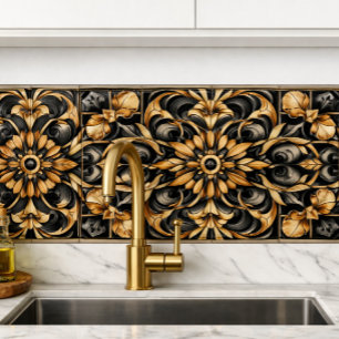 Elegant Black Gold Accent Tile