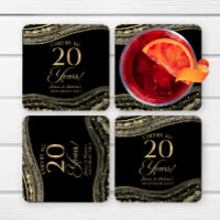 Elegant Black Gold Agate 20th Anniversary Party