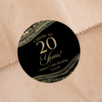 Elegant Black Gold Agate 20th Birthday Party