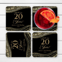 Elegant Black Gold Agate 20th Birthday Party