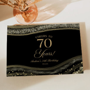 Elegant Black Gold Agate 70th Birthday Party Guest Book