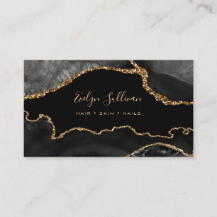elegant black gold agate business card