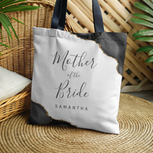 Elegant Black Gold Agate Mother of the Bride Tote Bag