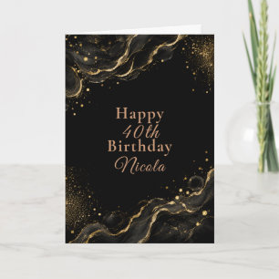Elegant Black Gold Alcohol Ink Card