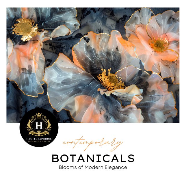 Elegant Black, Gold, and Peach Floral Decoupage Tissue Paper (Creator Uploaded)