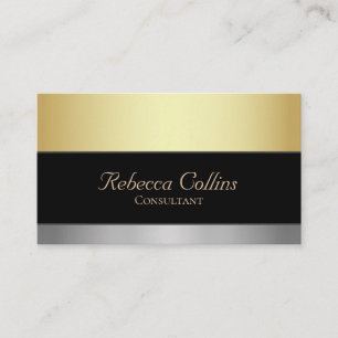Elegant Black Gold and Silver Professional Business Card