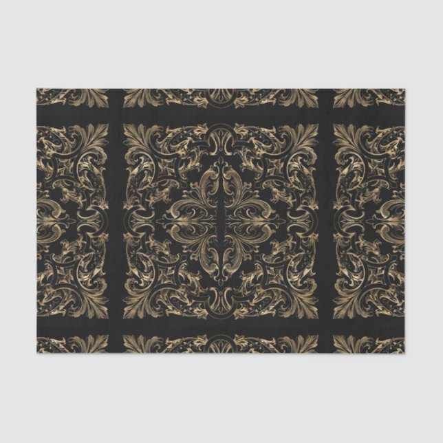 Elegant Black Gold Art Deco Design Tissue Paper (Front)