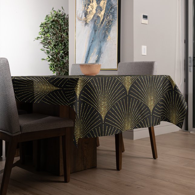 Elegant Black & Gold Art-Deco Pattern Tablecloth (Creator Uploaded)