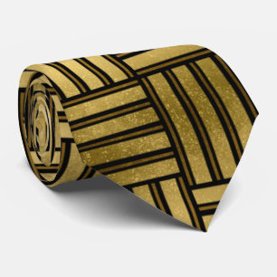 elegant black gold art deco pattern tie