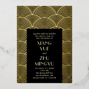 Elegant black gold asian wedding. Classic chinese