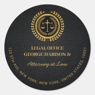 Elegant black&gold Attorney lawyer Classic Round Sticker