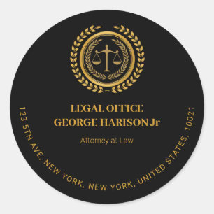 Elegant black&gold Attorney lawyer Classic Round Sticker