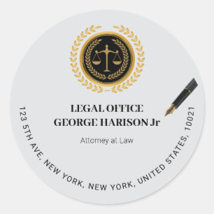 Elegant black&gold Attorney lawyer Classic Round Sticker