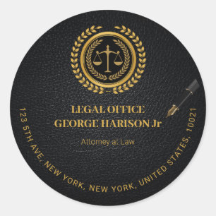 Elegant black&gold Attorney lawyer Classic Round Sticker