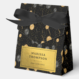 Elegant Black & Gold Balloons  Favour Box