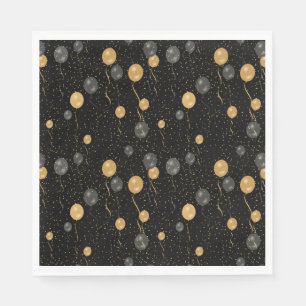 Elegant Black & Gold Balloons  Napkin