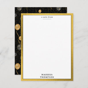 Elegant Black & Gold Balloons Party Card