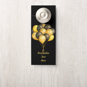 Elegant Black & Gold Balloons Party Celebration Door Hanger