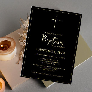 Elegant Black & Gold Baptism & Christening 