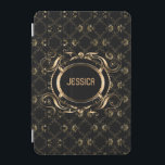 Elegant Black & Gold Baroque Floral Frame iPad Mini Cover<br><div class="desc">Elegant black and gold floral frame baroque style with customisable monogram. If you need any help customising any of my designs,  contact ArtOnWear designer. Free text formatting with live help available by request.</div>