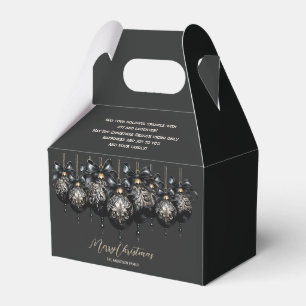 Elegant black gold baubles luxury Christmas quote Favour Box