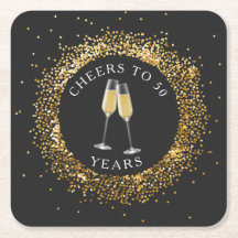 Elegant Black & Gold Birthday Coaster