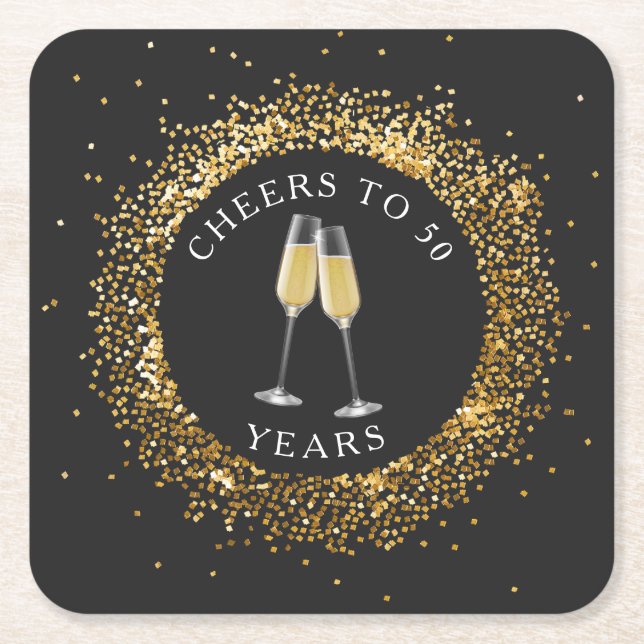 Elegant Black & Gold Birthday Coaster (Front)