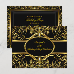 Elegant Black & Gold Birthday Invitation