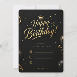 Elegant Black & Gold Birthday Invitation | Luxury