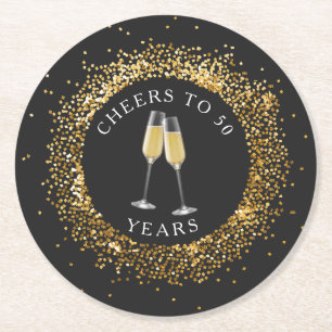 Elegant Black & Gold Birthday Paper Coaster