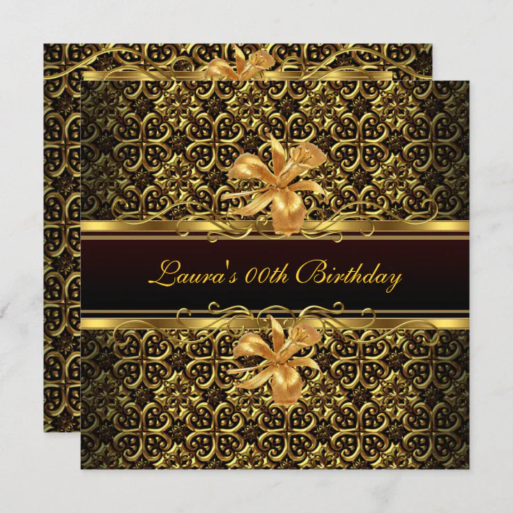 Elegant Black Gold Birthday Party Invitation Zazzle