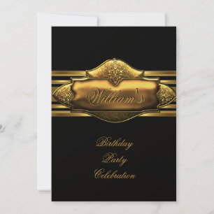 Elegant Black Gold Birthday Party Mens 60th Invitation