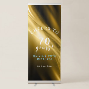 Elegant Black Gold Birthday Party Retractable Banner