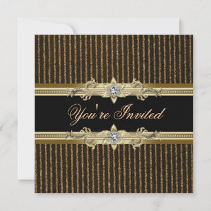 Elegant Black Gold Black Tie Party Invitations