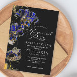 Elegant Black Gold Blue Masquerade 16th Birthday  Invitation<br><div class="desc">Stylish modern Masquerade party invitation. Elegant handwritten calligraphy combined with a modern font on a dark black background complement each other and look harmonious at the same time.</div>