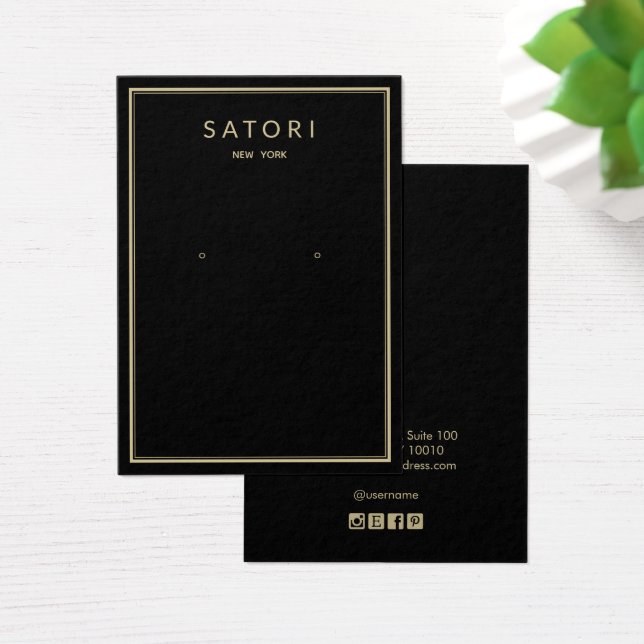 Elegant Black Gold Border Earring Jewellery Displa (Desk)