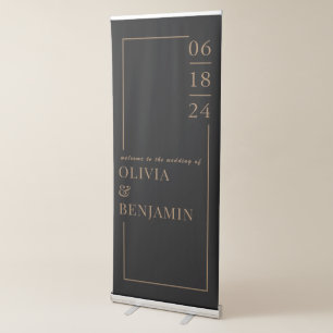 Elegant, Black & Gold border Welcome Wedding Retractable Banner