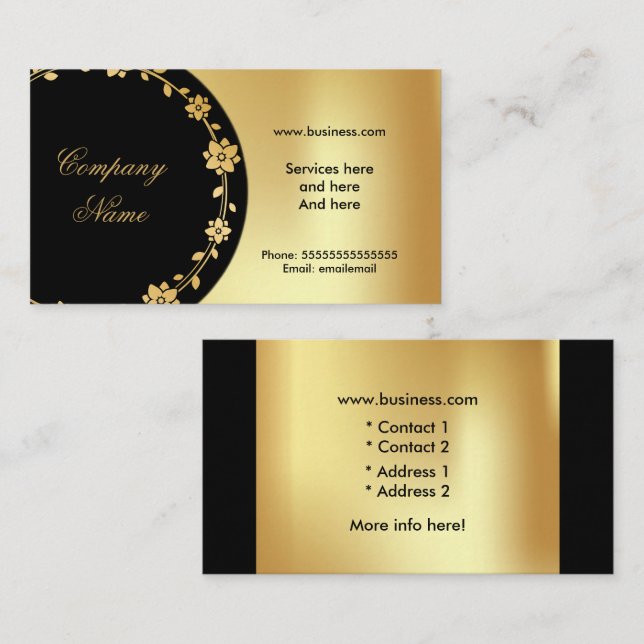 Elegant Black Gold Boutique Business Card (Front/Back)