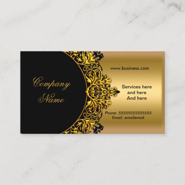 Elegant Black Gold Boutique Business Card (Front)