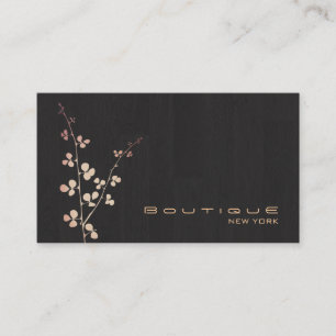 Elegant Black  Gold Branch Leaves Business Card
