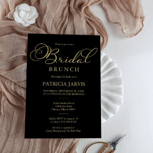 Elegant Black Gold Bridal Brunch Invitation