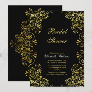 Elegant Black Gold Bridal Shower Invitation