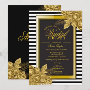 Elegant Black/Gold Bridal Shower Invitations