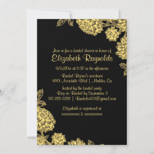 Elegant Black & Gold Bridal Shower Invitations