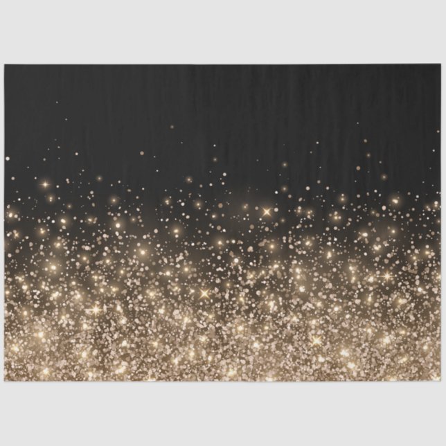 Elegant Black Gold Bronze Glitter Holiday Tissue Paper (Front)